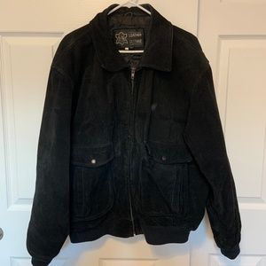 Vintage Leather Cottage Motorcycle Bomber Style Jacket Black Size XL